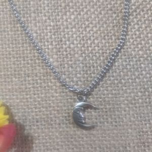 Silver moon charm choker